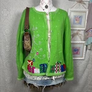 vintage tiara international christmas cardigan sweater